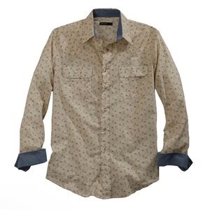 TIN Haul MENS VINTAGE RIDER PRINT LONG SLEEVE WESTERN SNAP SHIRT medium rodeo